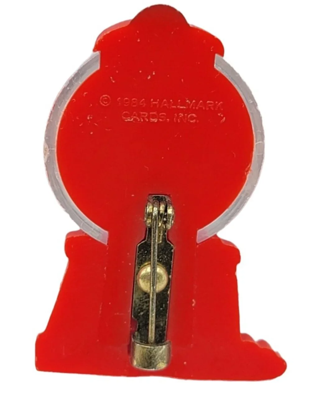 Hallmark Cards Inc. 1984 Pastel Heart Red Plastic Bubblegum Gumball Machine Pin
